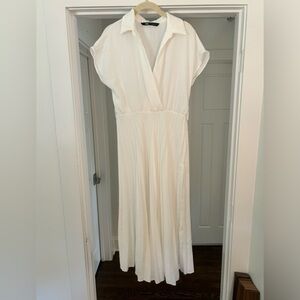 Zara- White Midi Dress- Belt Loops, but no belt. Size XS